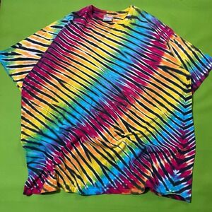 XXXL 90s Single Stitch Tie Dye T Shirt Rainbow Diagonal Stripe Short Sleeve VTG
